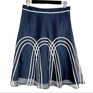 Ann Taylor Loft Petites Mesh Navy Midi Skirt